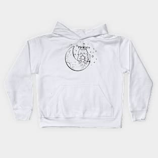 Cute Illustartion Cat With Moon Meow Cat Kids Hoodie